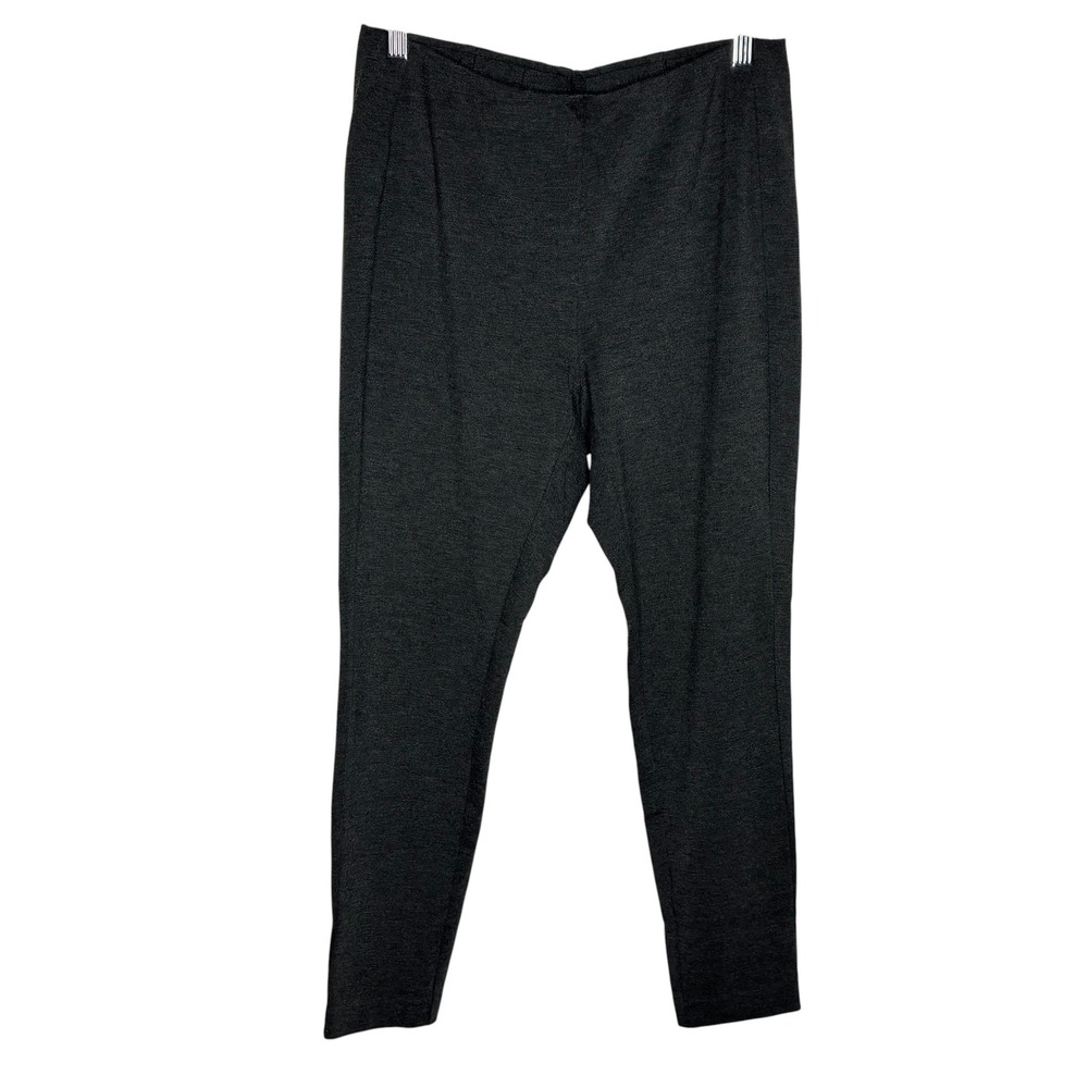 J Jill Women Medium Petite Ponte Leggings Gray Heathered Stretch Pull‎ On Office